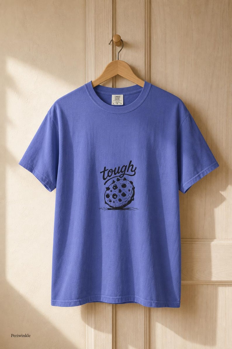 Tough Cookie T-Shirt, Hand-Lettered Chocolate Chip Cookie Graphic Tee, Black and White Ink Illustration Shirt zdjęcie 16