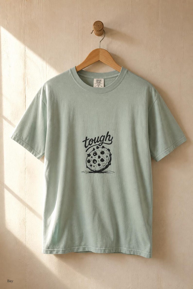 Tough Cookie T-Shirt, Hand-Lettered Chocolate Chip Cookie Graphic Tee, Black and White Ink Illustration Shirt zdjęcie 5