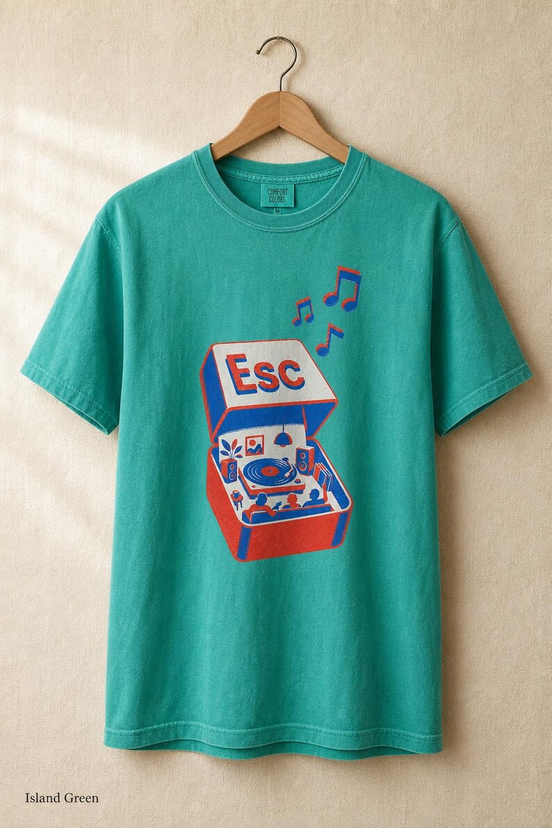 T-shirt tourne-disque clé d'échappement à impression Riso image 15