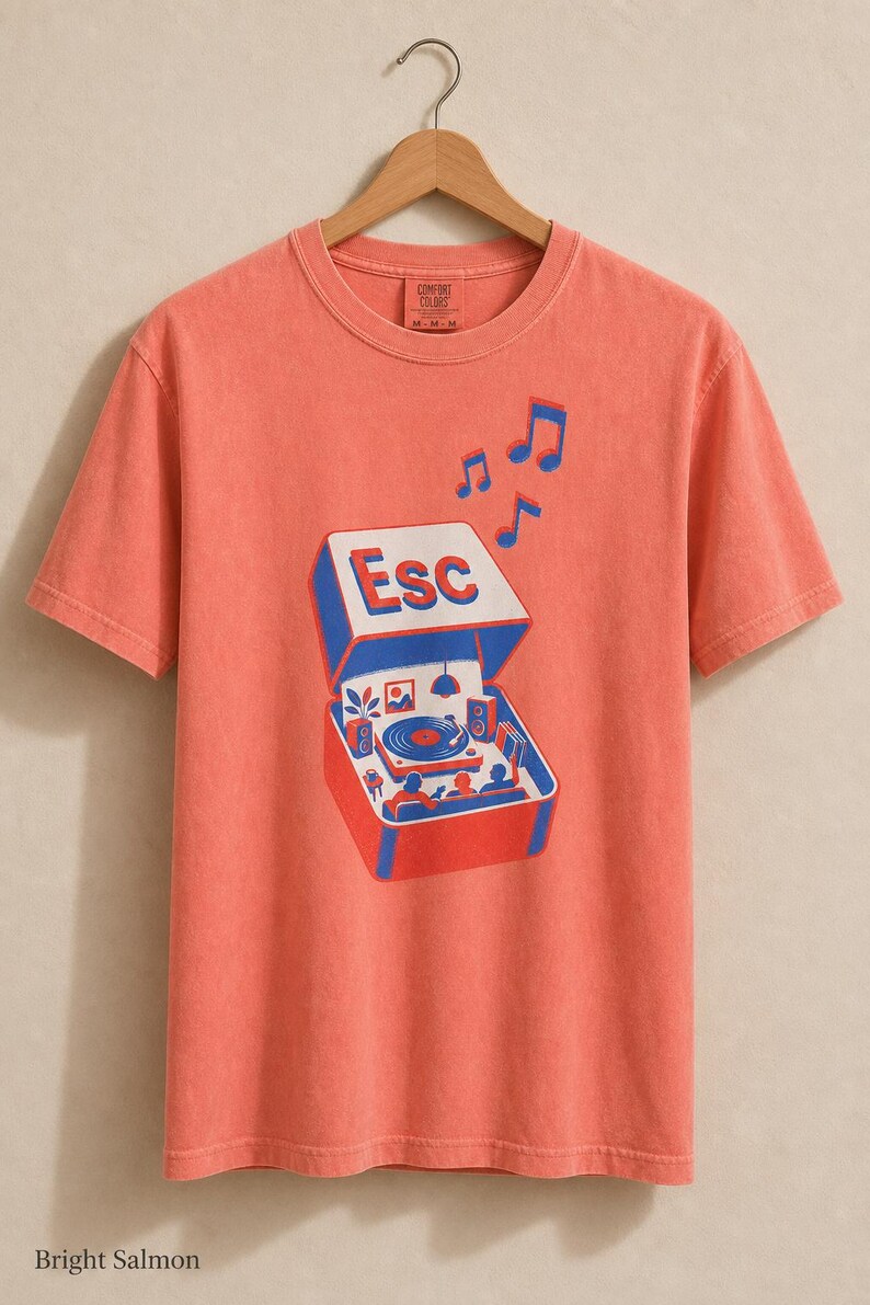 T-shirt tourne-disque clé d'échappement à impression Riso image 11