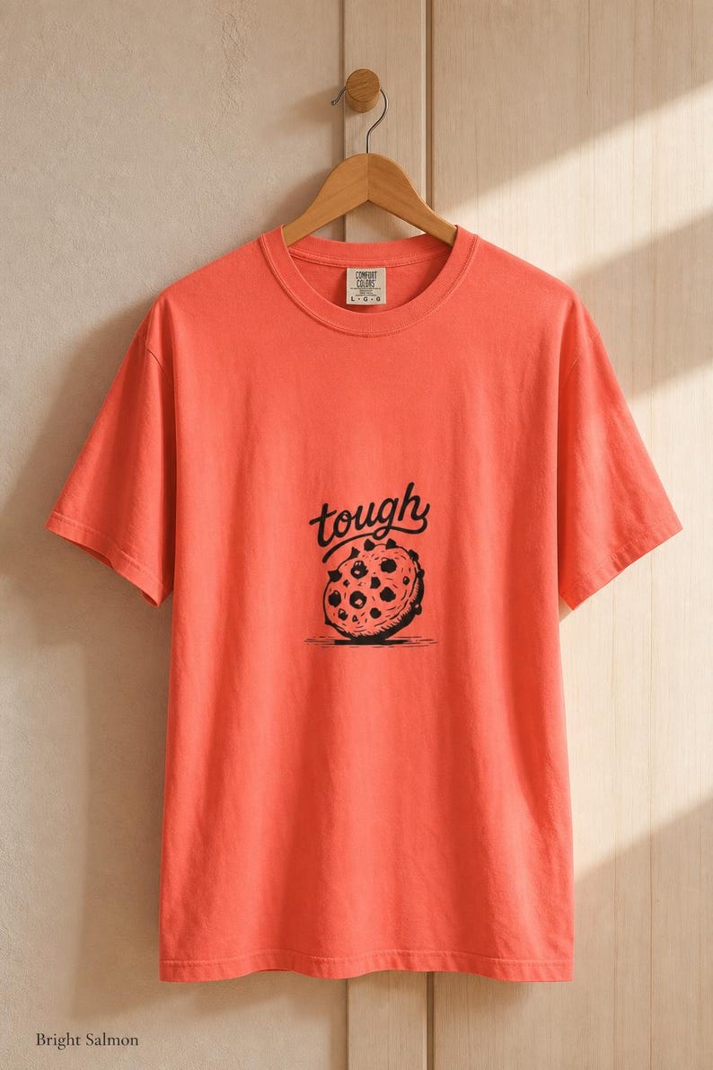 Tough Cookie T-Shirt, Hand-Lettered Chocolate Chip Cookie Graphic Tee, Black and White Ink Illustration Shirt zdjęcie 11