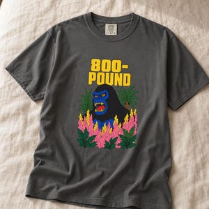 800-Pound Gorilla T-Shirt Pulp Poster Kaiju Tee Bold Flat Color Screenprint Style Roaring Ape Palm Trees Graphic Tee image 13