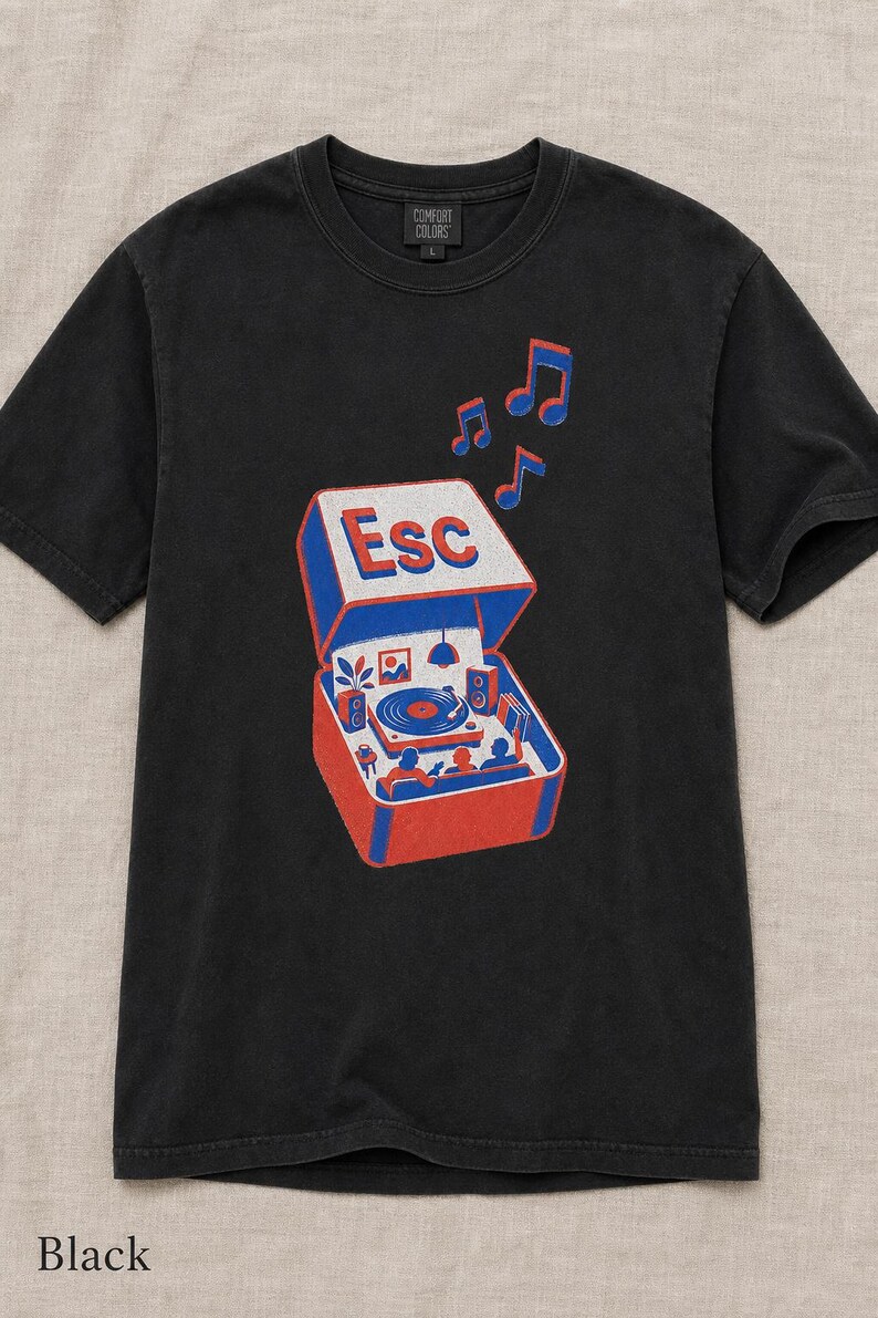 T-shirt tourne-disque clé d'échappement à impression Riso image 6