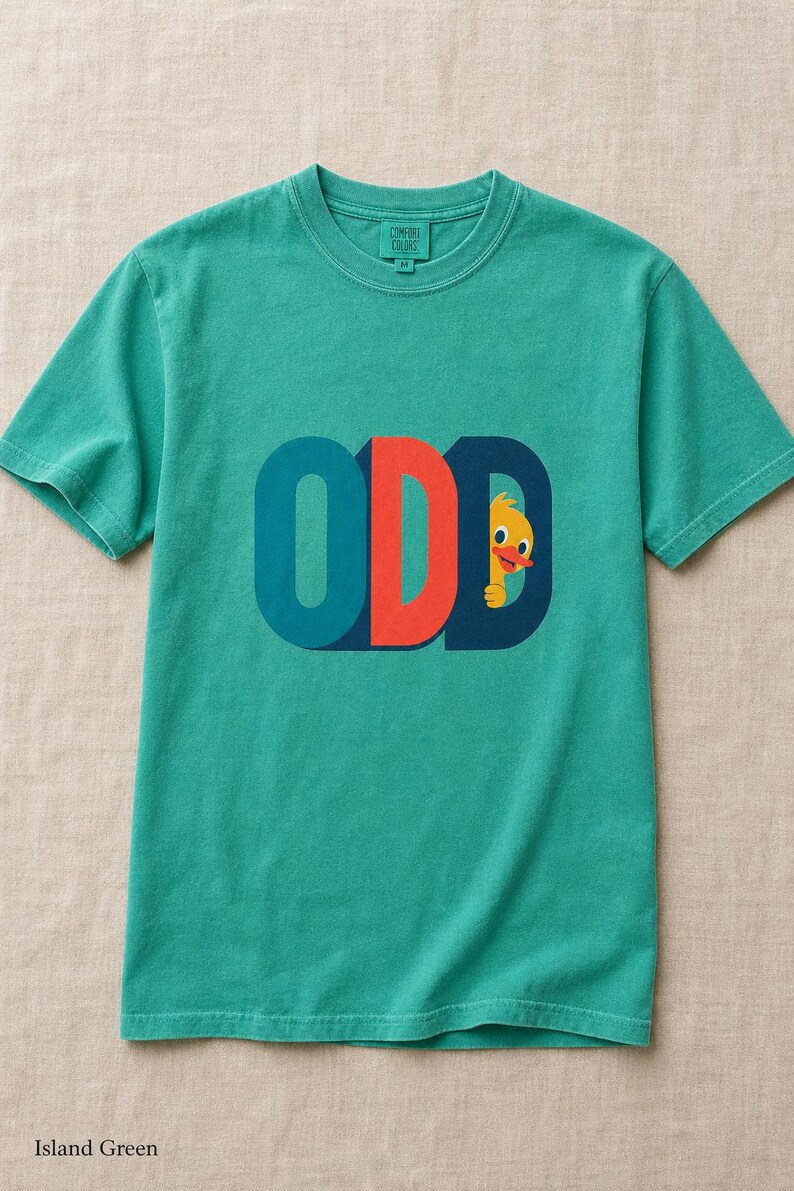 Odd Duck T-Shirt, Cute Yellow Duckling Peeking Behind Bold ODD Typography Tee, Quirky Weirdo Graphic Shirt, Funny Gift immagine 15