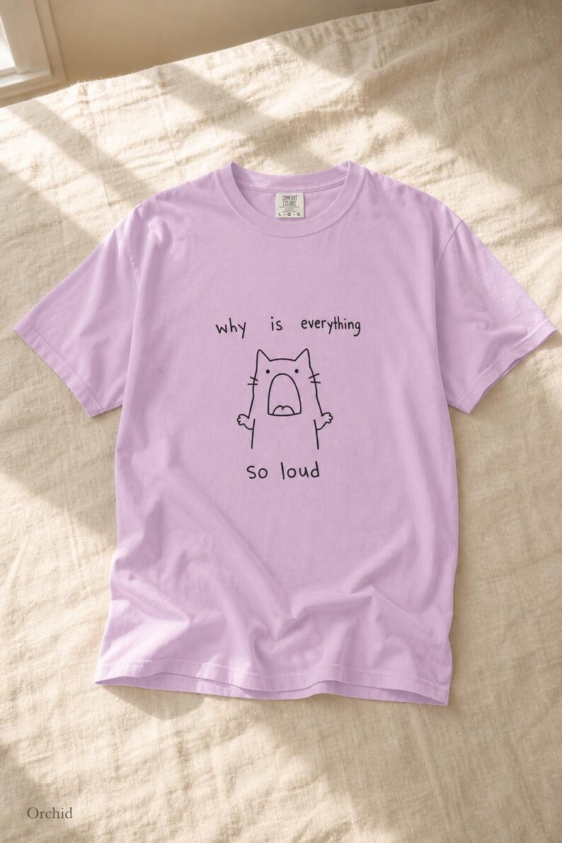 Why Is Everything So Loud Screaming Cat T-Shirt, Funny Doodle Cat Tee, Introvert Overstimulated Shirt, Minimalist Line Drawing imagem 17