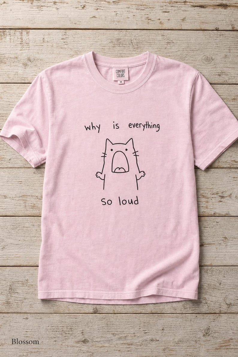 Why Is Everything So Loud Screaming Cat T-Shirt, Funny Doodle Cat Tee, Introvert Overstimulated Shirt, Minimalist Line Drawing imagem 7