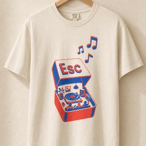 T-shirt tourne-disque clé d'échappement à impression Riso image 7
