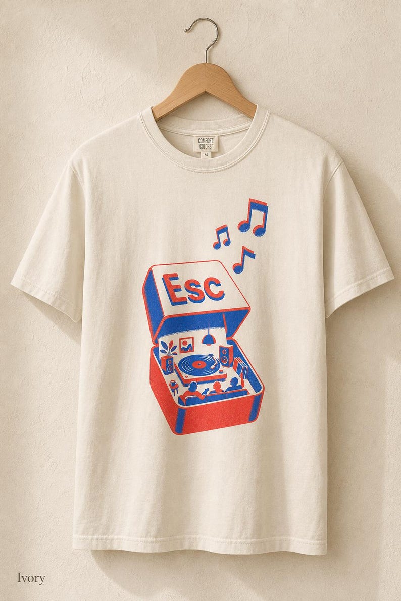 T-shirt tourne-disque clé d'échappement à impression Riso image 7