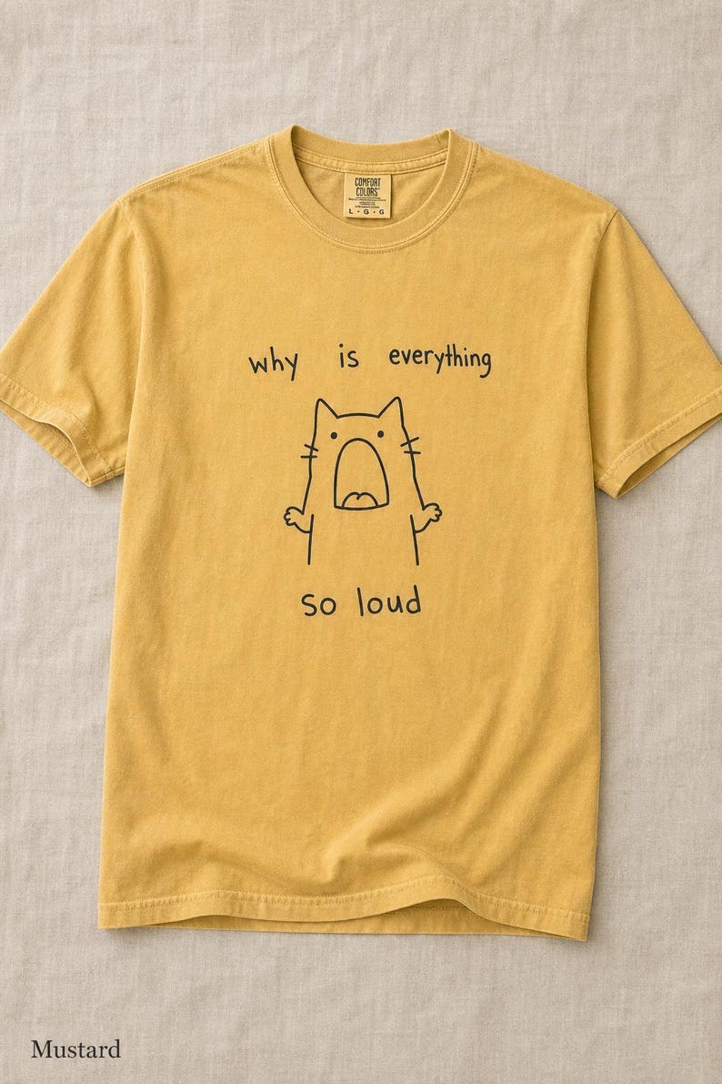 Why Is Everything So Loud Screaming Cat T-Shirt, Funny Doodle Cat Tee, Introvert Overstimulated Shirt, Minimalist Line Drawing imagem 11