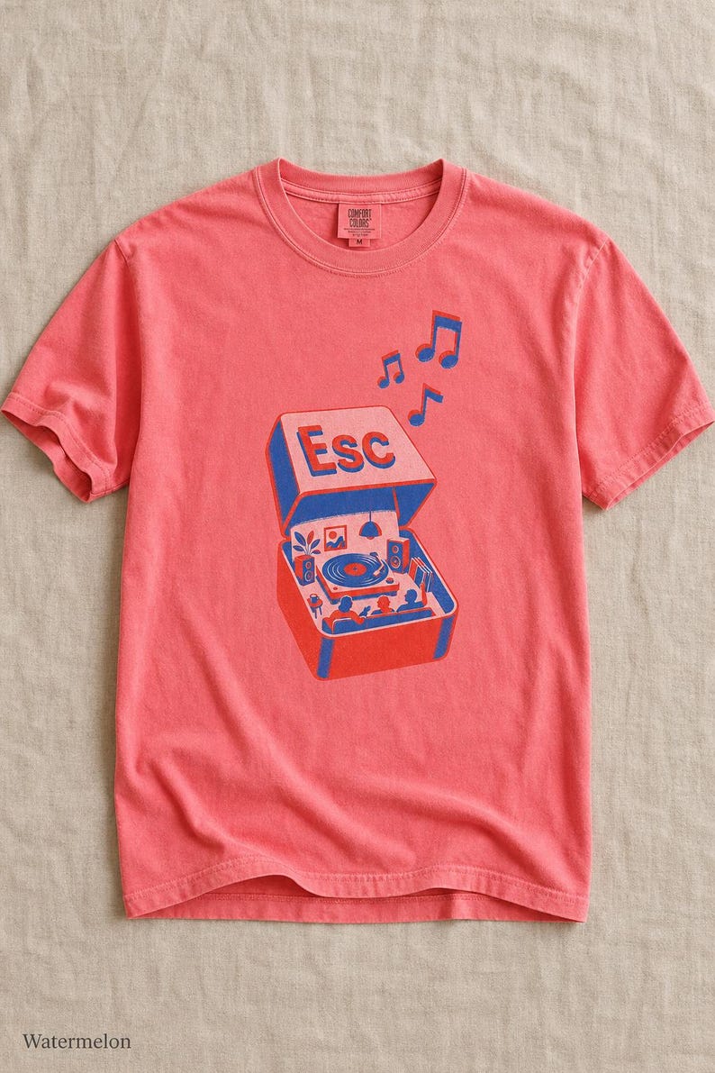 T-shirt tourne-disque clé d'échappement à impression Riso image 16