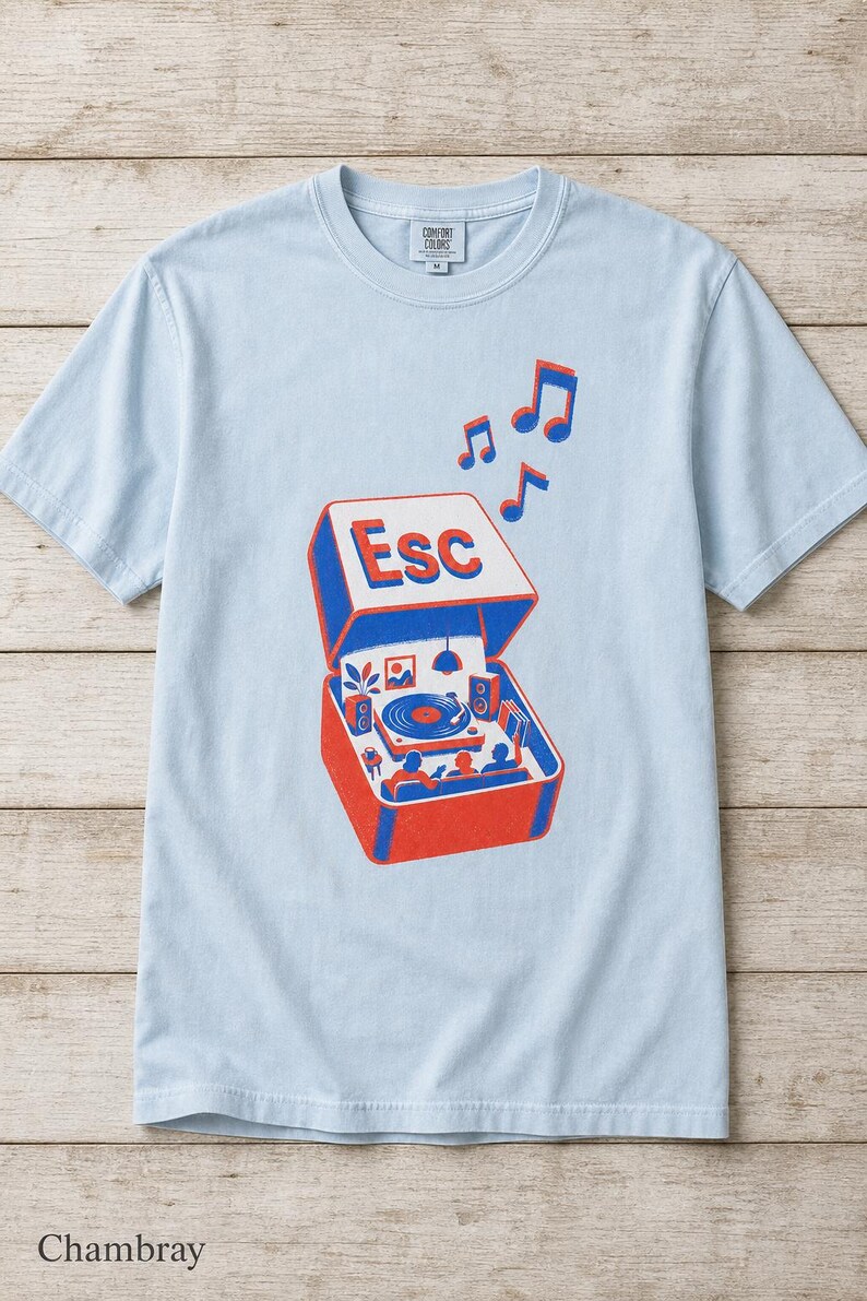 T-shirt tourne-disque clé d'échappement à impression Riso image 9