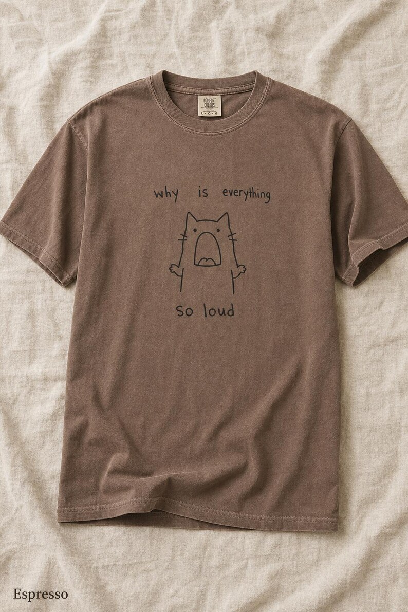 Why Is Everything So Loud Screaming Cat T-Shirt, Funny Doodle Cat Tee, Introvert Overstimulated Shirt, Minimalist Line Drawing imagem 16