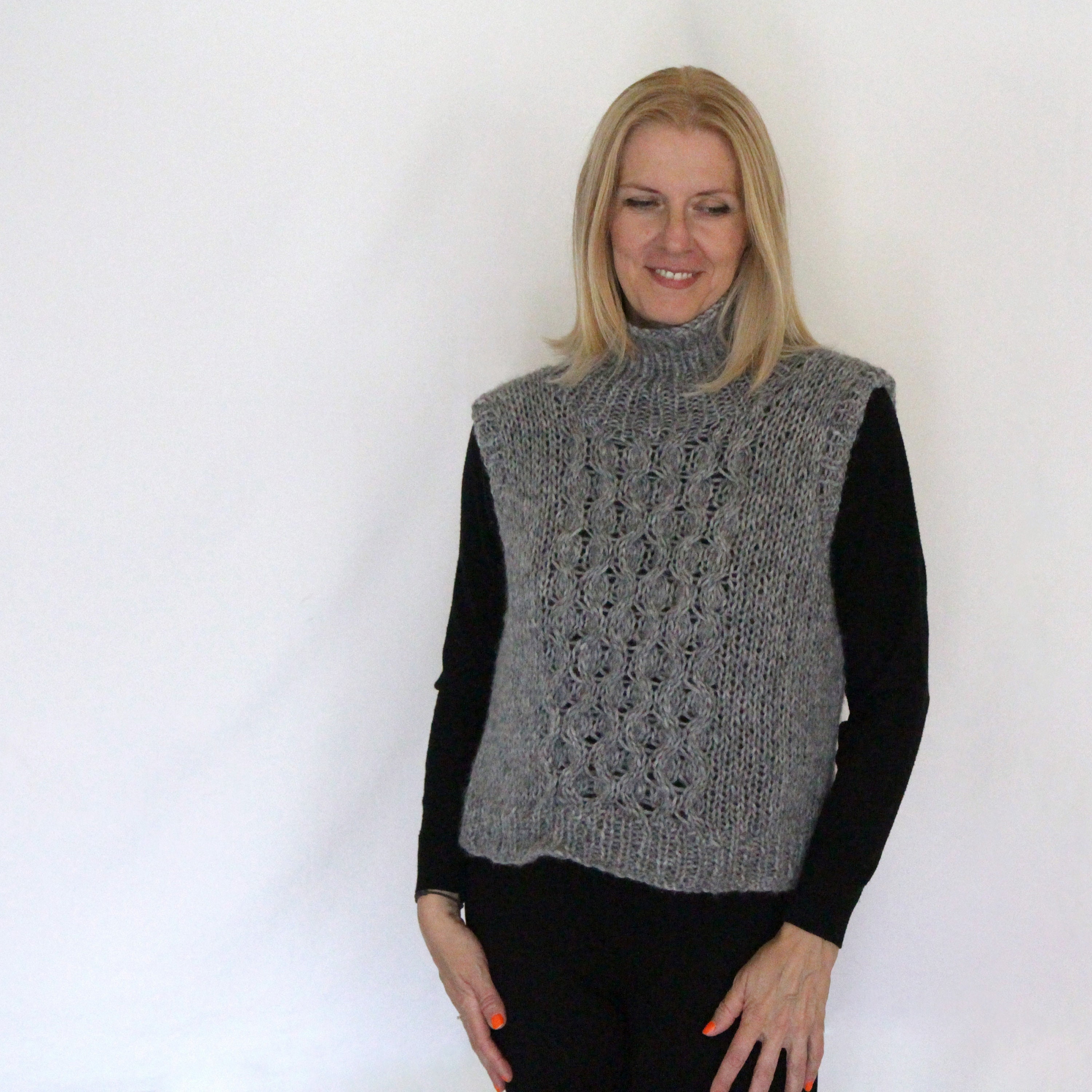 Sleeveless Sweater Sweater Vest Grey Alpaca Vest Honeycomb - Etsy Finland