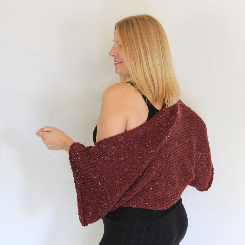 Knit Shrug Burgundy Shrug Womens Shrug Chunky Shrug Tweed Etsy