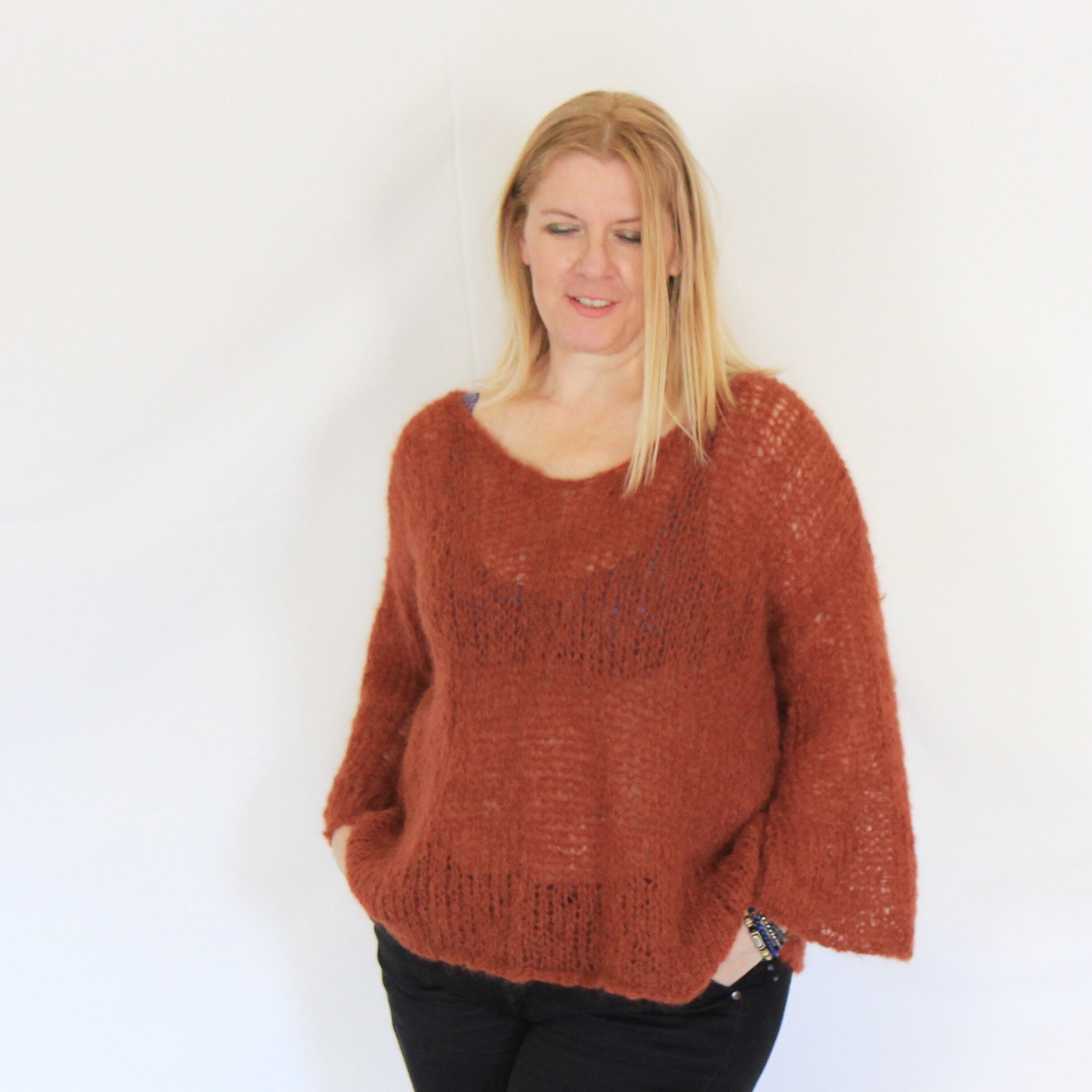 Burnt orange womens sweater Clearance