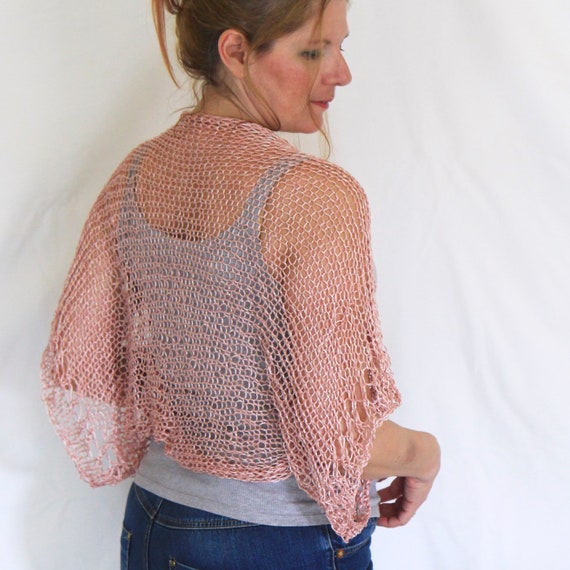Dusty Pink Shrug Loose Knit Shrug Shimmering Bolero Cotton - Etsy
