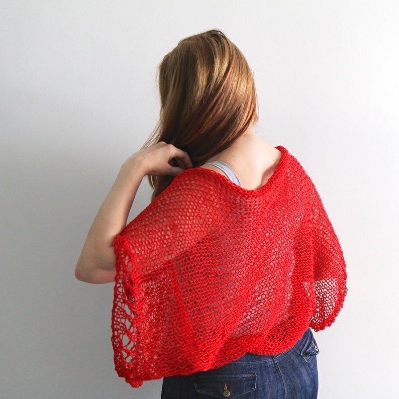 red gown with shrug