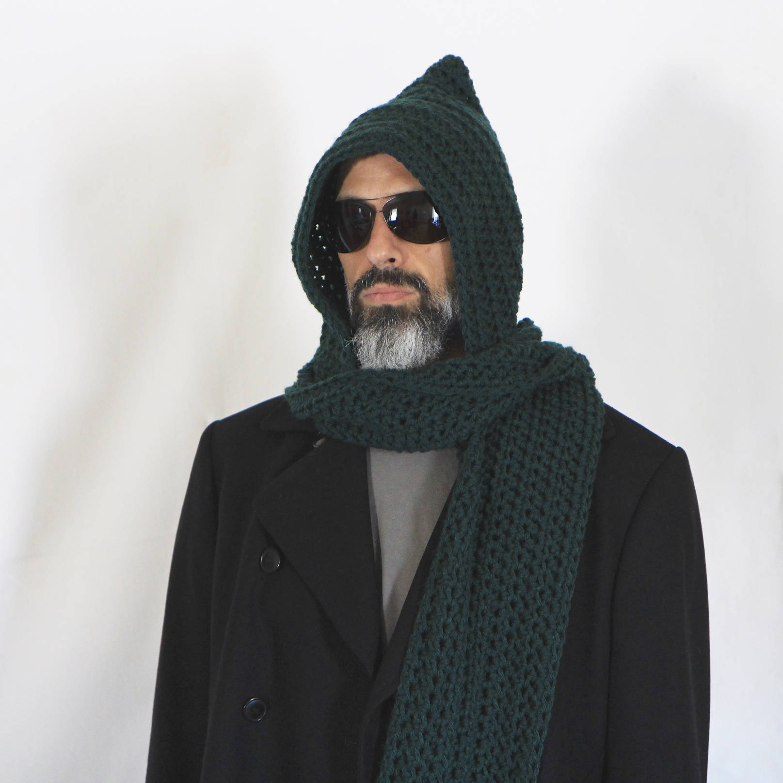Mens long scarf with hood hooded scarf open ends hood scarf Etsy