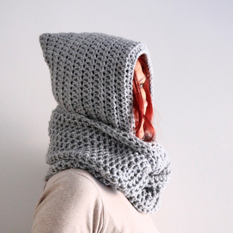 Infinity Scarf With Hood Light Gray Hooded Scarf Infinity Etsy