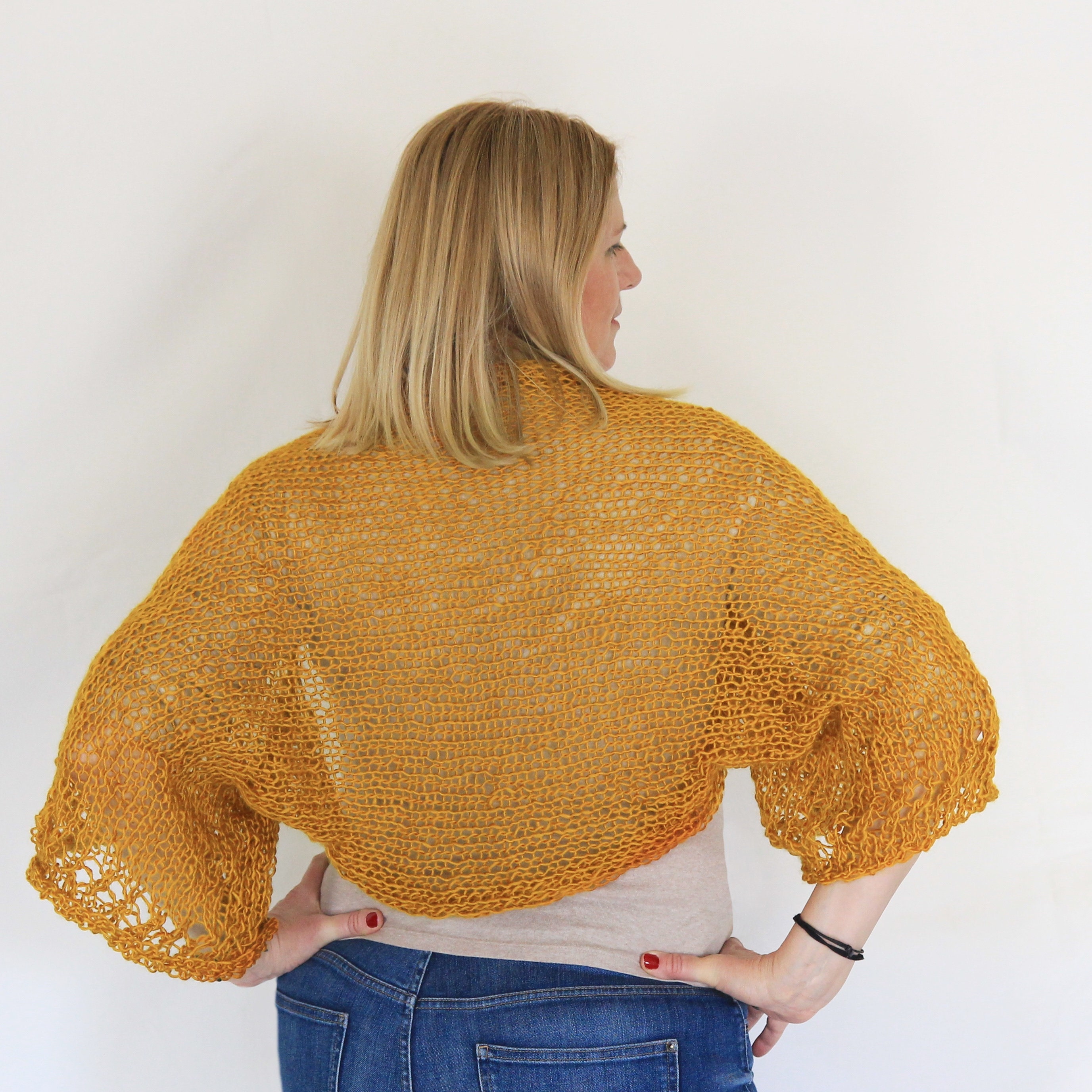 Golden yellow shrug kimono sleeves shrug for women hand Etsy