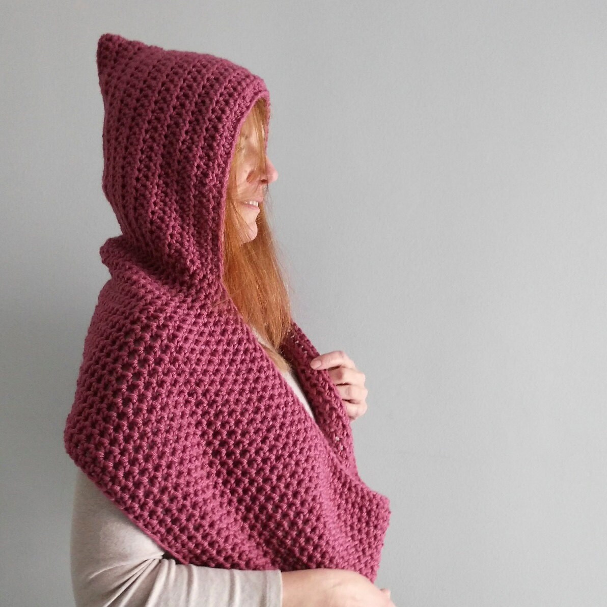 Infinity Scarf With Hood Dusty Rose Hooded Scarf Infinity Etsy