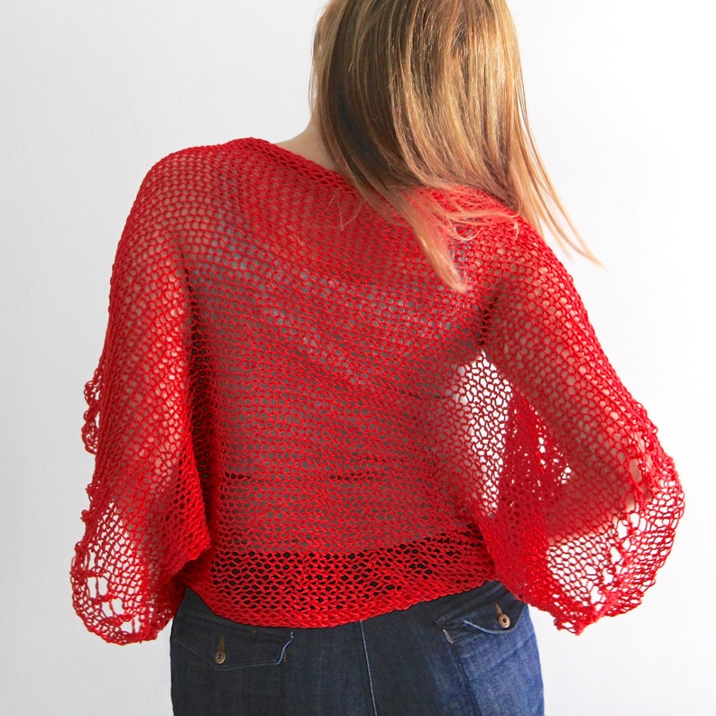 red gown with shrug