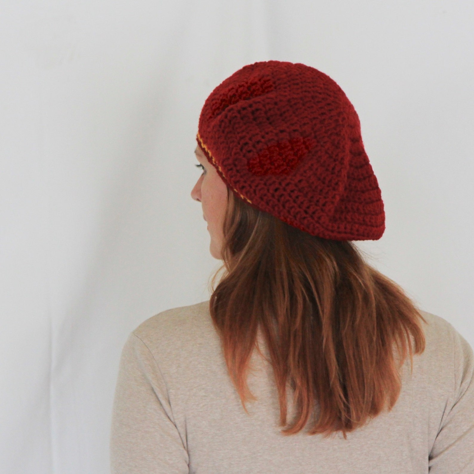 Beret Hat Chunky Tam Hat Chunky Beret Winter Hat Burgundy Etsy