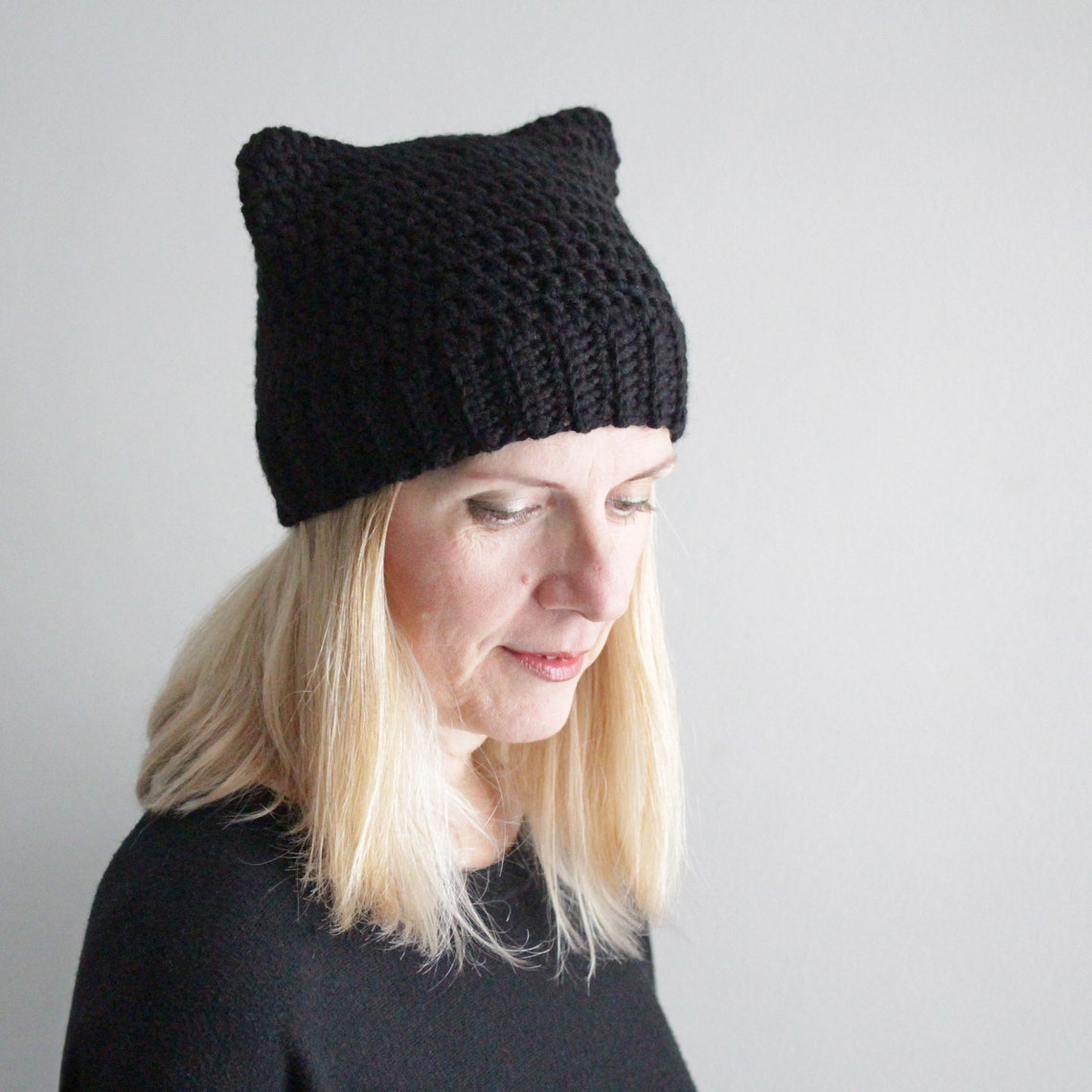 Cat Ear Hat Cat Beanie Cat Hat Black Beanie Y2k Beanie Etsy