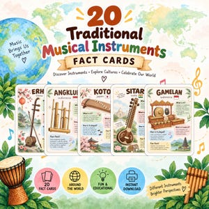Traditional Musical Instruments | World Music Fact Cards for Kids (Digital Download)
