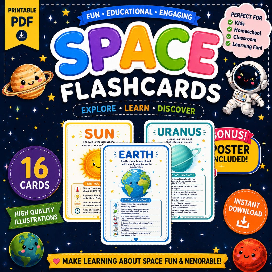 Space Flashcards for Kids | Solar System Learning | Homeschool Science ...
