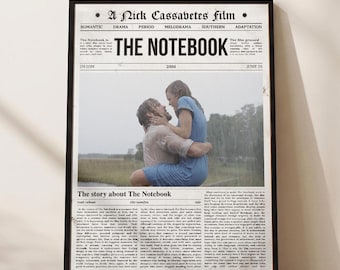 The Notebook Poster, Movie Art Print, Newspaper Style, Cinema Wall Decor
