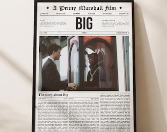 Big Poster, Movie Art Print, Newspaper Style, 80s Comedy Wall Decor