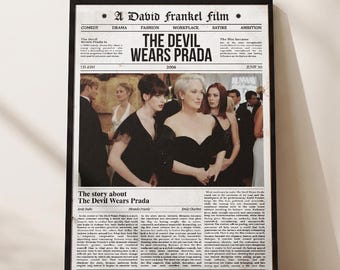 The Devil Wears Prada Poster, Movie Art Print, Newspaper Style, Fashion Wall Decor