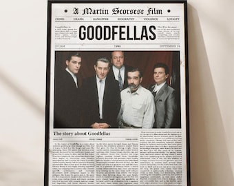 Goodfellas Poster, Movie Art Print, Newspaper Style, 90s Crime Wall Decor