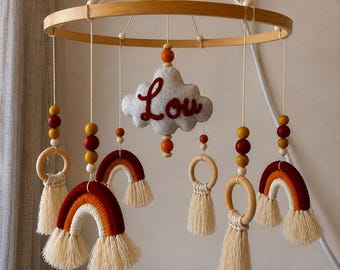 Giostrina per neonati personalizzata | Giostrina arcobaleno con nome | Nuvola, luna o stella | Decorazione per la cameretta | Regalo per baby shower | Giostrina per la cameretta del bambino