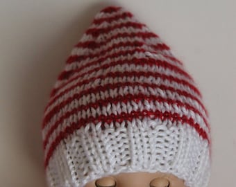 Knit Elf Hat, Christmas Hat, Red Elf Hat,Newborn Elf Hat (KH-018)