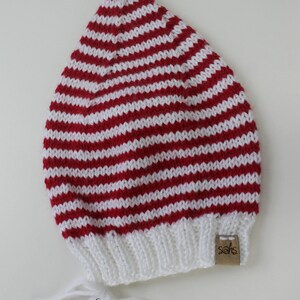 Knit Elf Hat, Christmas Hat, Red Elf Hat, 1-3 Years Toddler  Elf Hat (KH-022)