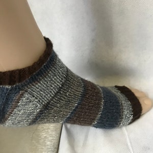 Knit Flip Flop Socks: Color Blue Brown Marl, Pedicure or Yoga Socks (Size 6.5)