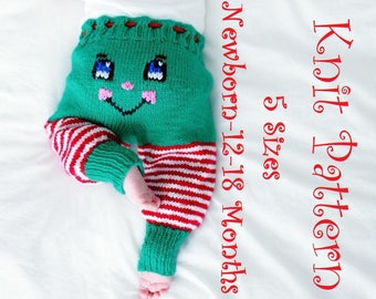 Knit PATTERN, Mindy's Knit Elf Pants Pattern, 5 Sizes (newborn to 12-18 months) (KP-004)