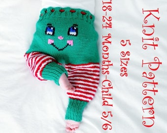 Knit PATTERN, Mindy's Knit Elf Pants Pattern, 5 Sizes (18-24 months - Child 5/6) (KP-005)