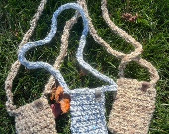 Handmade Crochet Crossbody Bag ~ Made with Yarn and Recycled Plastic Grocery Bags