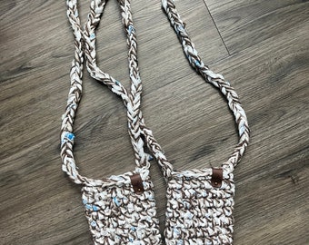 Handmade Crochet Crossbody Bag ~ Made with Yarn and Recycled Plastic Grocery Bags