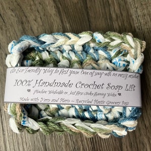 Handmade Crochet Soap Dish ~ Made with Yarn and Recycled Plastic Grocery Bags (SL-001)