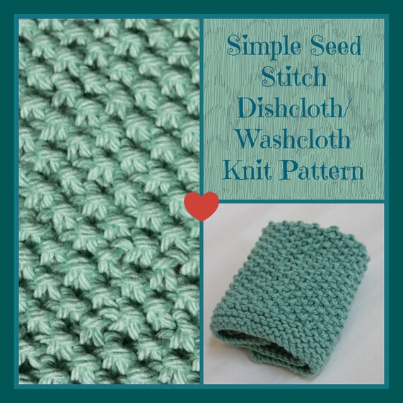 Knit Pattern Simple Seed Stitch Dishcloth Instant Download Beginner Pattern Kdcp 001