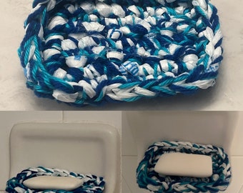 Handmade Crochet Soap Dish ~ Made with Yarn and Recycled Plastic Grocery Bags