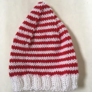 Knit Elf Hat, Christmas Hat, Red Elf Hat, 3-6 months Elf Hat (KH-020)