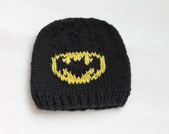 Knit Bat Beanie: Hand-Stitched Acrylic Baby Hat (0-3 Months)