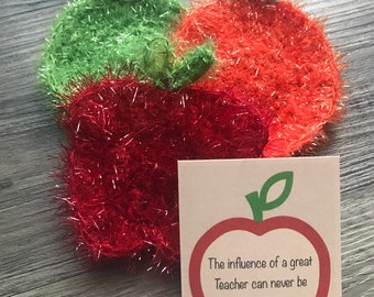 Teacher Appreciation Dish Scrubby Gift Set (Colors: Strawberry, Orange and Avocado) (AS-011)