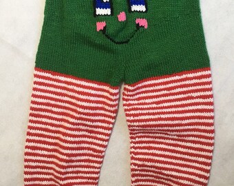 Knit Elf Pants, Christmas Pants, Green Elf Pants, Toddler Elf Pants (Size: 4-5T/KEP-004)