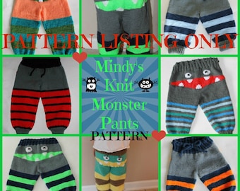 Knit Monster Pants PATTERN: Sizes Baby to 4T (PDF Instant Download)